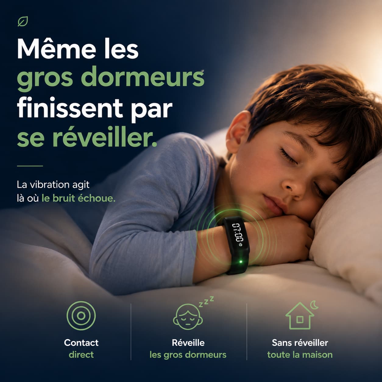 NUVEA™ — Bracelet Réveil Vibrant pour Enfant
