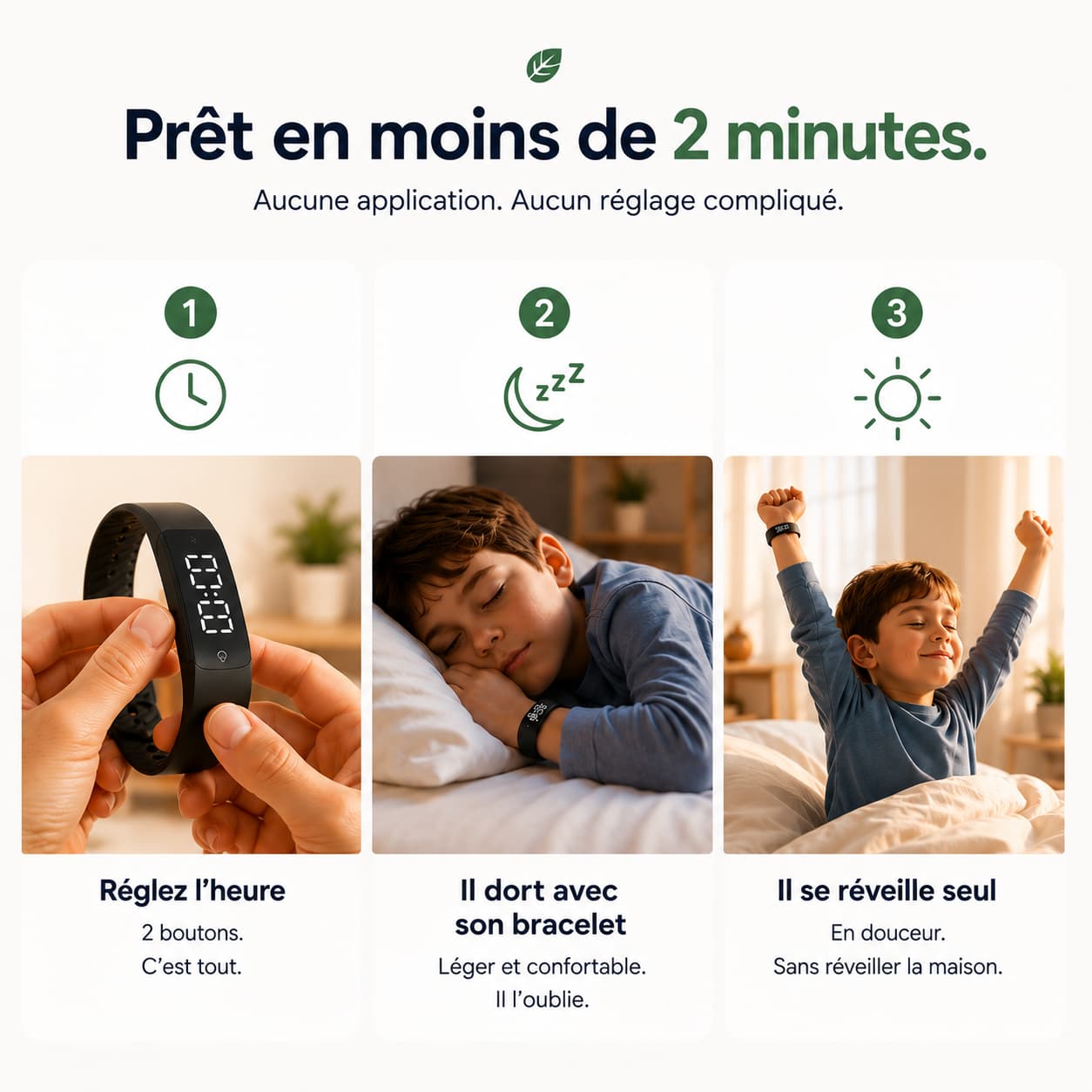 NUVEA™ — Bracelet Réveil Vibrant pour Enfant