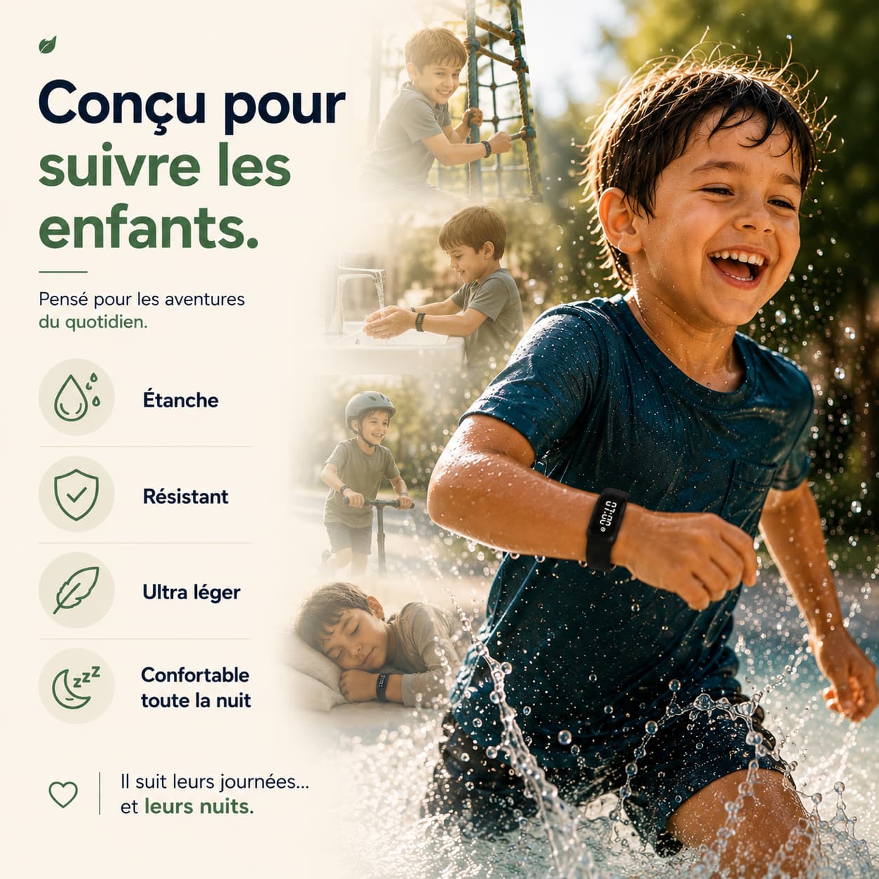 NUVEA™ — Bracelet Réveil Vibrant pour Enfant